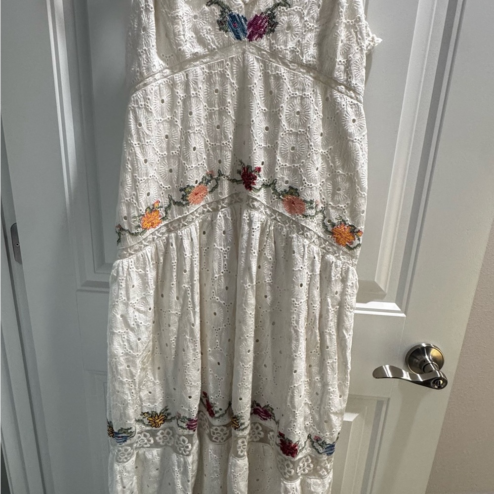 LoveShackFancy White Umi Embroidered Maxi Dress